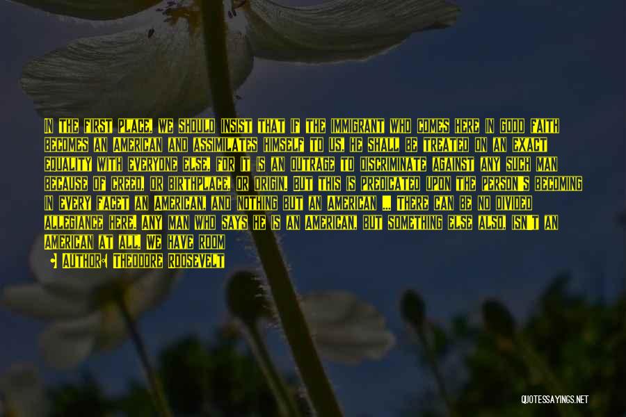 Theodore Roosevelt Quotes: In The First Place, We Should Insist That If The Immigrant Who Comes Here In Good Faith Becomes An American
