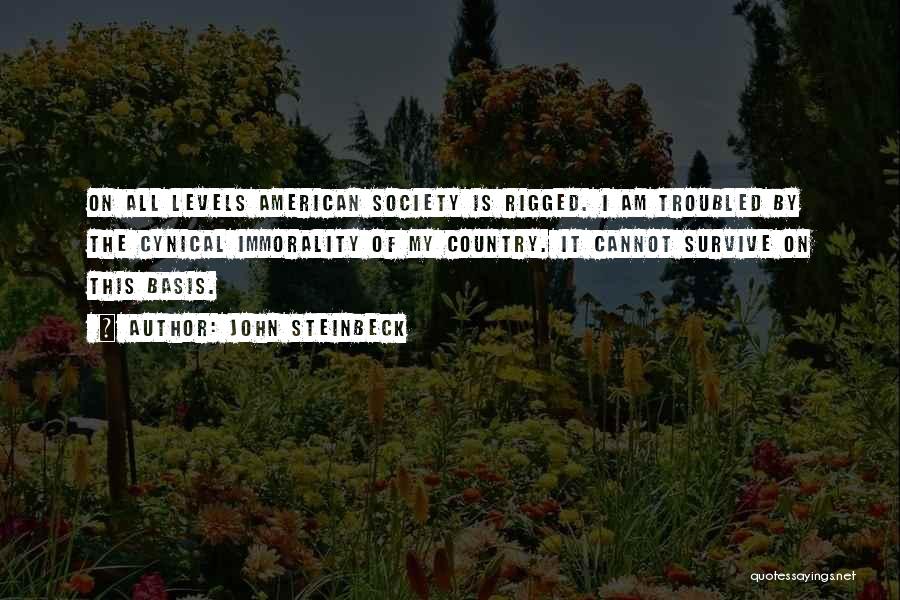 John Steinbeck Quotes: On All Levels American Society Is Rigged. I Am Troubled By The Cynical Immorality Of My Country. It Cannot Survive