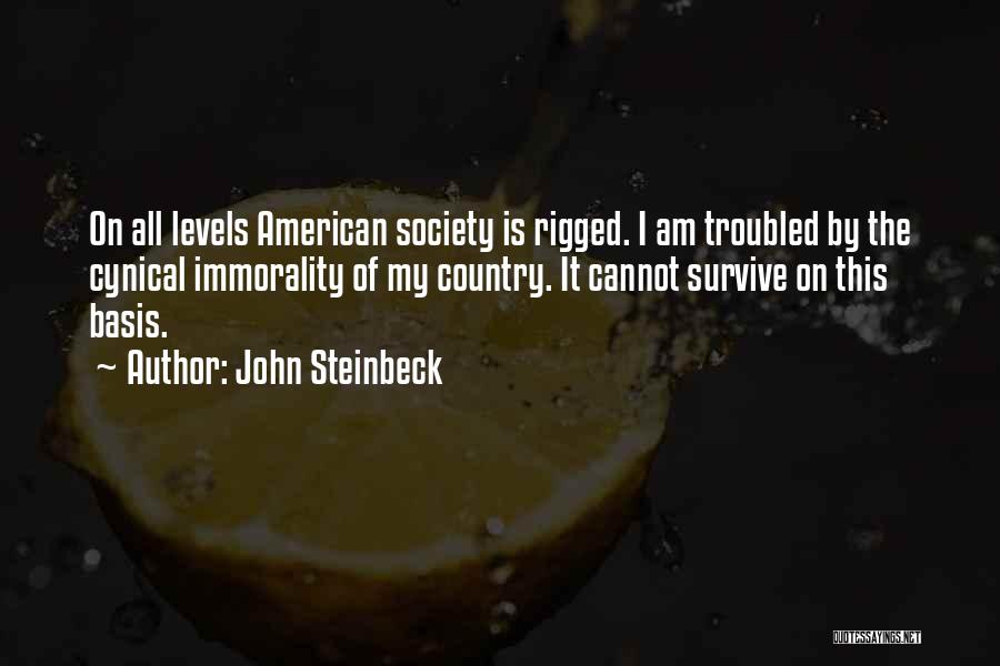 John Steinbeck Quotes: On All Levels American Society Is Rigged. I Am Troubled By The Cynical Immorality Of My Country. It Cannot Survive