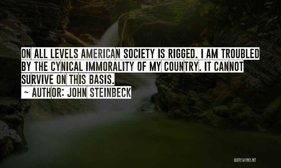 John Steinbeck Quotes: On All Levels American Society Is Rigged. I Am Troubled By The Cynical Immorality Of My Country. It Cannot Survive