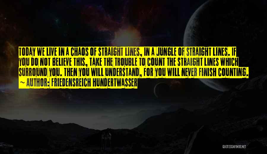 Friedensreich Hundertwasser Quotes: Today We Live In A Chaos Of Straight Lines, In A Jungle Of Straight Lines. If You Do Not Believe