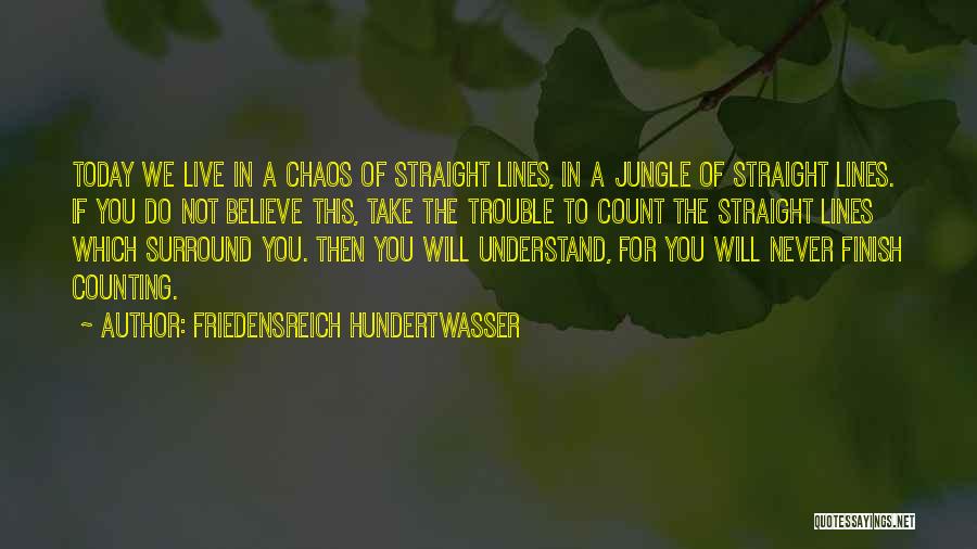 Friedensreich Hundertwasser Quotes: Today We Live In A Chaos Of Straight Lines, In A Jungle Of Straight Lines. If You Do Not Believe