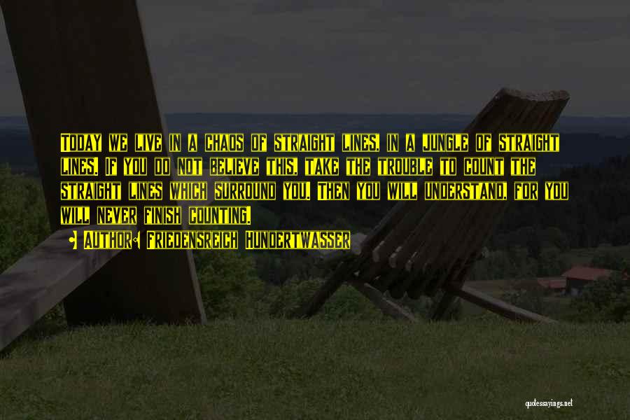 Friedensreich Hundertwasser Quotes: Today We Live In A Chaos Of Straight Lines, In A Jungle Of Straight Lines. If You Do Not Believe