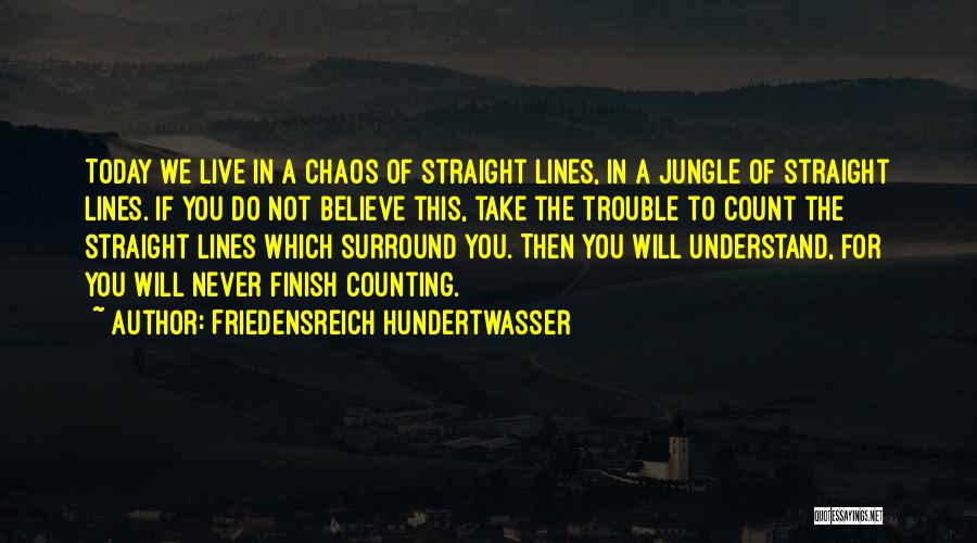 Friedensreich Hundertwasser Quotes: Today We Live In A Chaos Of Straight Lines, In A Jungle Of Straight Lines. If You Do Not Believe