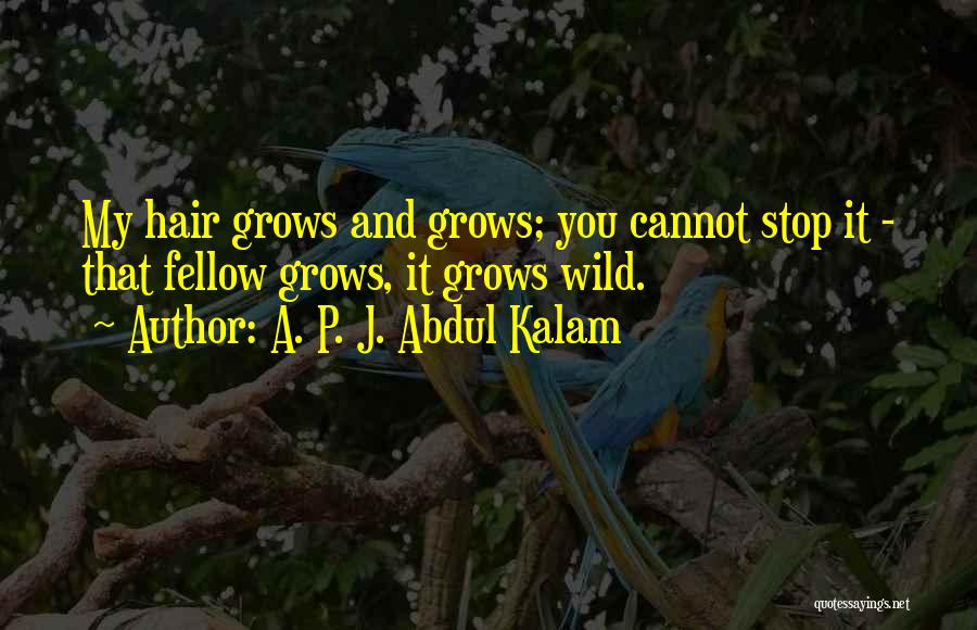 A. P. J. Abdul Kalam Quotes: My Hair Grows And Grows; You Cannot Stop It - That Fellow Grows, It Grows Wild.