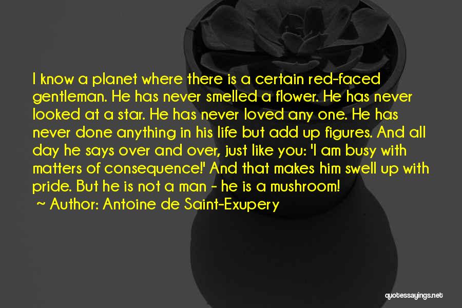 Antoine De Saint-Exupery Quotes: I Know A Planet Where There Is A Certain Red-faced Gentleman. He Has Never Smelled A Flower. He Has Never