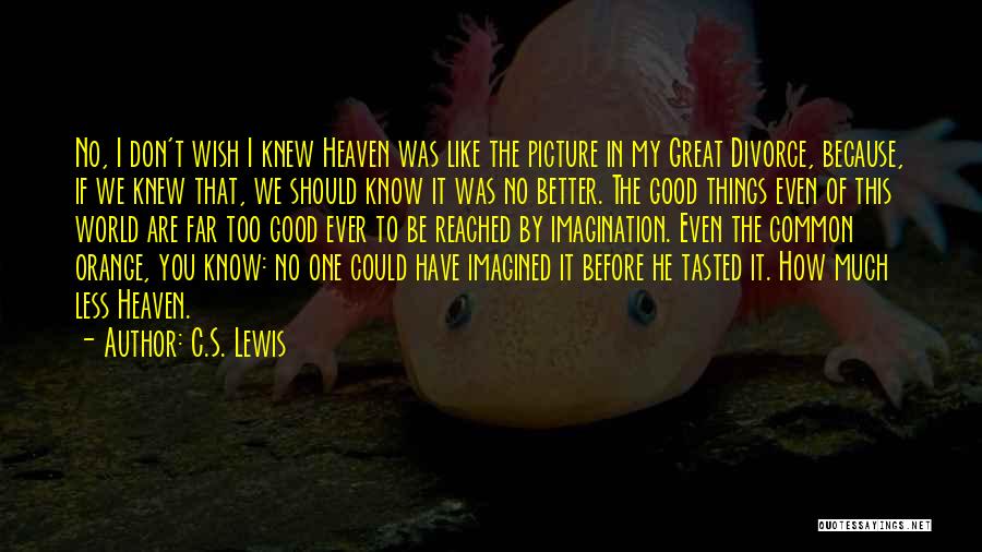 C.S. Lewis Quotes: No, I Don't Wish I Knew Heaven Was Like The Picture In My Great Divorce, Because, If We Knew That,