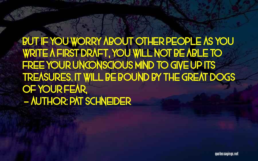 Pat Schneider Quotes: But If You Worry About Other People As You Write A First Draft, You Will Not Be Able To Free