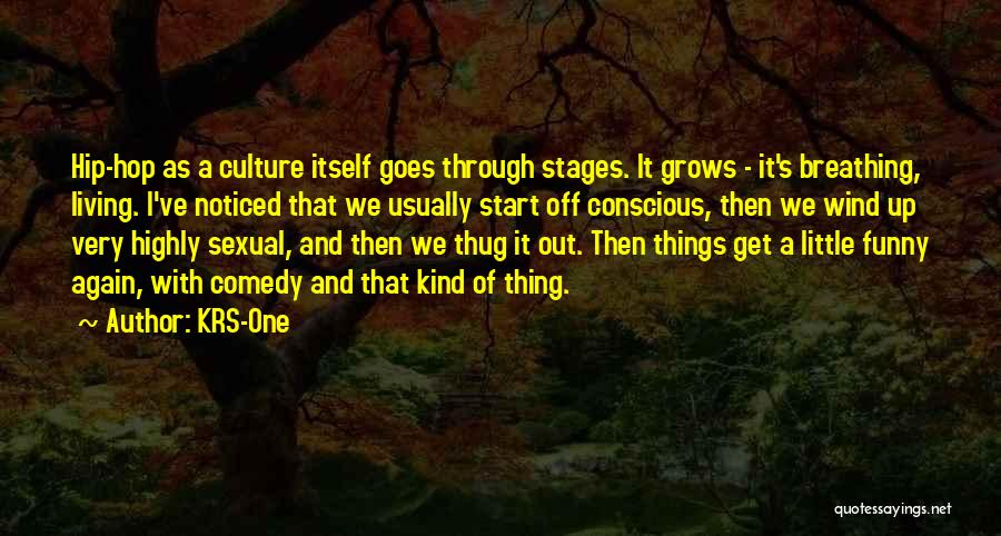 KRS-One Quotes: Hip-hop As A Culture Itself Goes Through Stages. It Grows - It's Breathing, Living. I've Noticed That We Usually Start