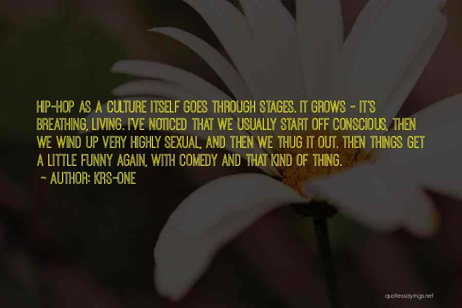 KRS-One Quotes: Hip-hop As A Culture Itself Goes Through Stages. It Grows - It's Breathing, Living. I've Noticed That We Usually Start