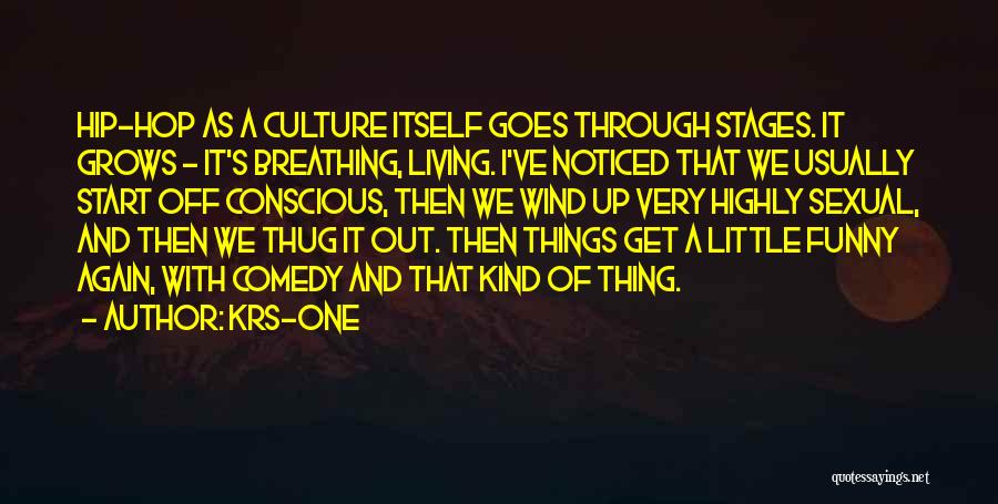 KRS-One Quotes: Hip-hop As A Culture Itself Goes Through Stages. It Grows - It's Breathing, Living. I've Noticed That We Usually Start