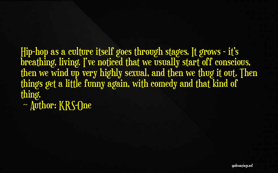 KRS-One Quotes: Hip-hop As A Culture Itself Goes Through Stages. It Grows - It's Breathing, Living. I've Noticed That We Usually Start