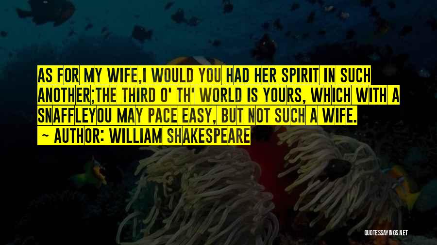 William Shakespeare Quotes: As For My Wife,i Would You Had Her Spirit In Such Another;the Third O' Th' World Is Yours, Which With