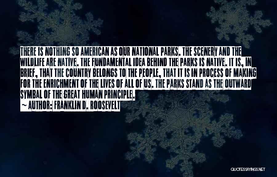 Franklin D. Roosevelt Quotes: There Is Nothing So American As Our National Parks. The Scenery And The Wildlife Are Native. The Fundamental Idea Behind