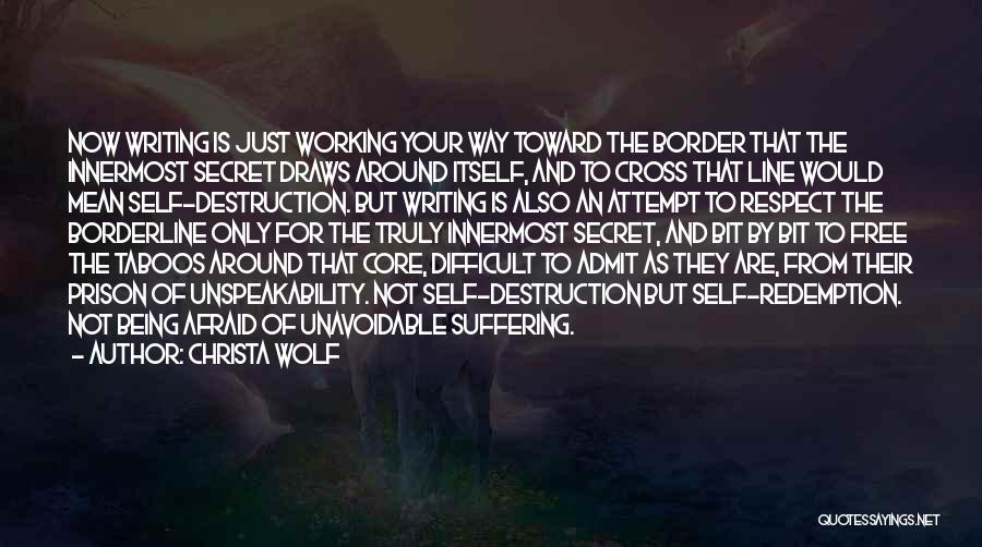 Christa Wolf Quotes: Now Writing Is Just Working Your Way Toward The Border That The Innermost Secret Draws Around Itself, And To Cross