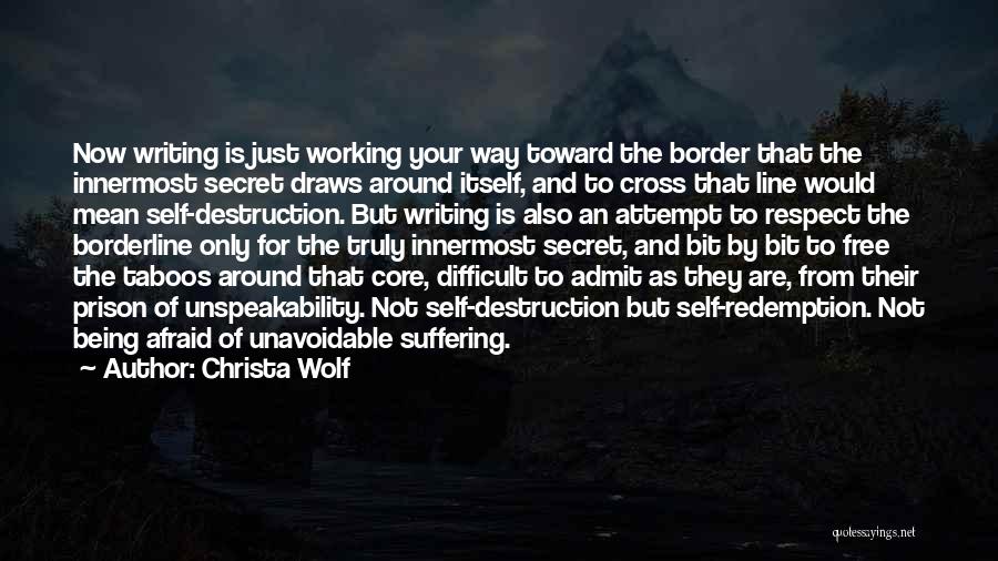 Christa Wolf Quotes: Now Writing Is Just Working Your Way Toward The Border That The Innermost Secret Draws Around Itself, And To Cross