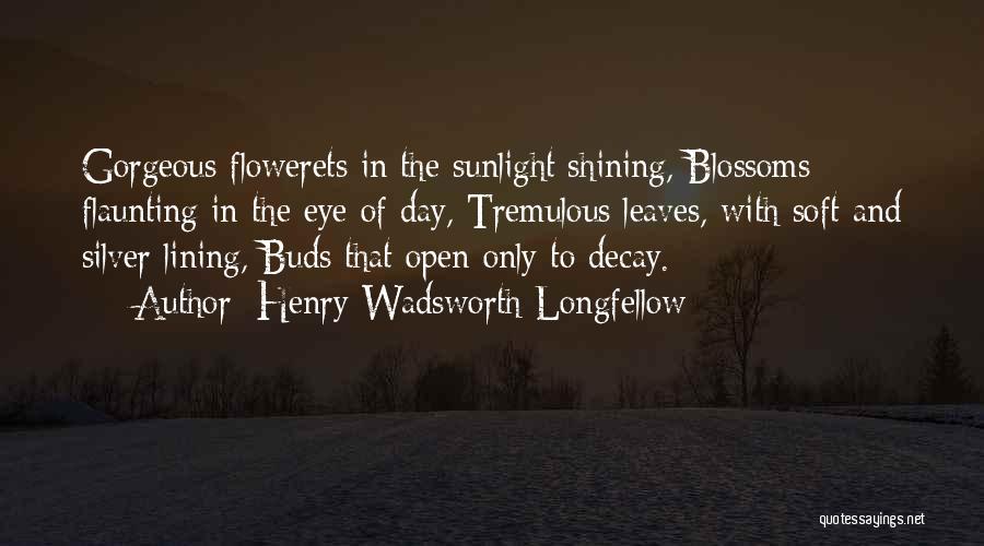 Henry Wadsworth Longfellow Quotes: Gorgeous Flowerets In The Sunlight Shining, Blossoms Flaunting In The Eye Of Day, Tremulous Leaves, With Soft And Silver Lining,