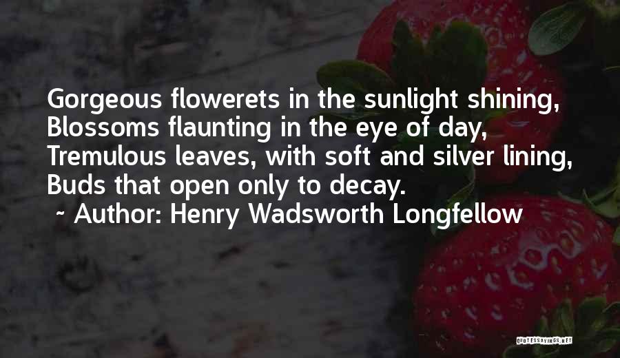 Henry Wadsworth Longfellow Quotes: Gorgeous Flowerets In The Sunlight Shining, Blossoms Flaunting In The Eye Of Day, Tremulous Leaves, With Soft And Silver Lining,