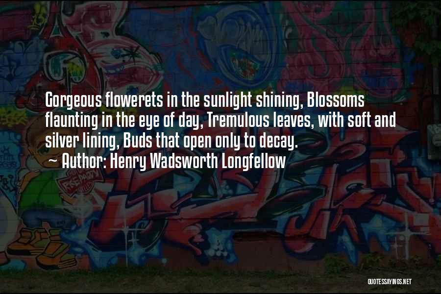 Henry Wadsworth Longfellow Quotes: Gorgeous Flowerets In The Sunlight Shining, Blossoms Flaunting In The Eye Of Day, Tremulous Leaves, With Soft And Silver Lining,