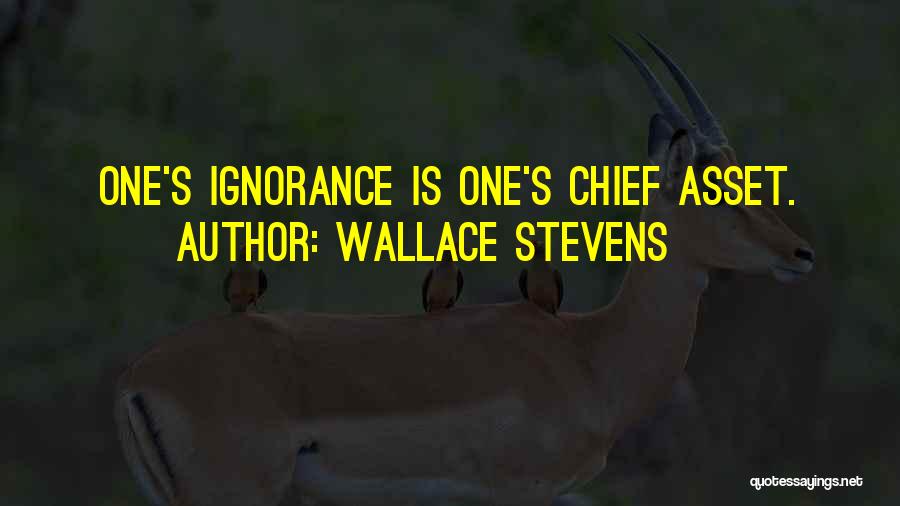 Wallace Stevens Quotes: One's Ignorance Is One's Chief Asset.
