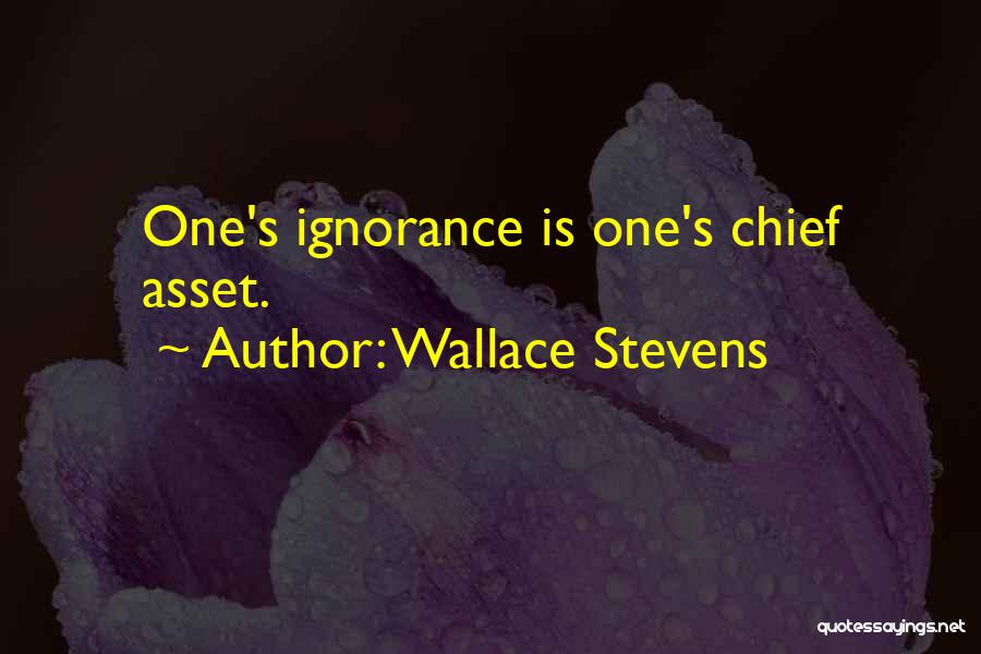 Wallace Stevens Quotes: One's Ignorance Is One's Chief Asset.