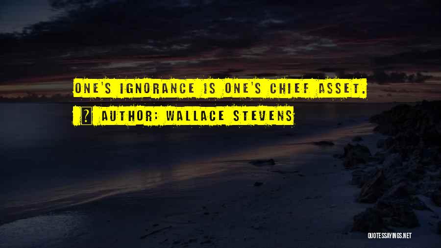 Wallace Stevens Quotes: One's Ignorance Is One's Chief Asset.