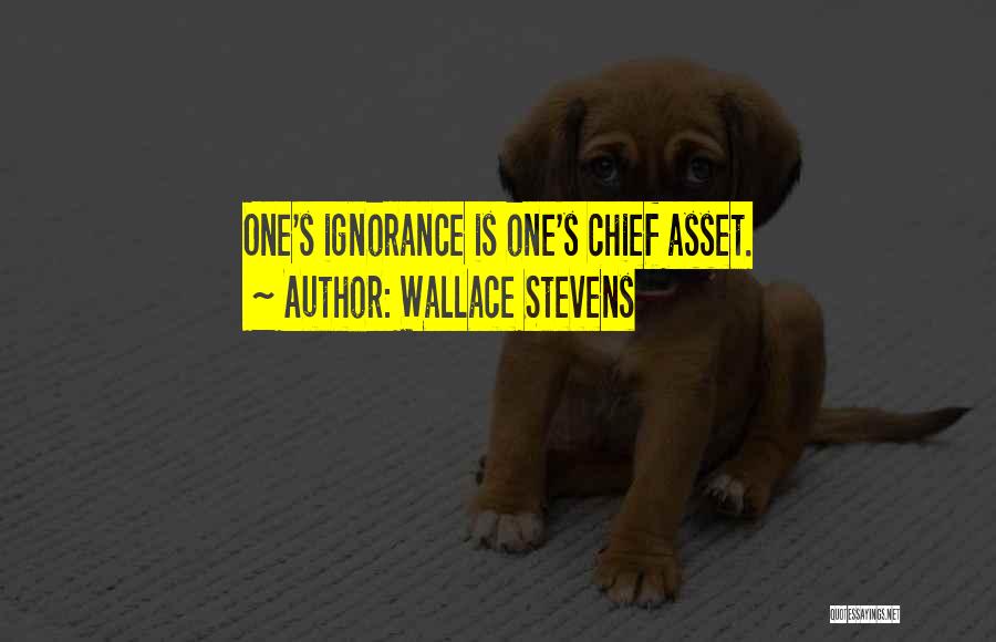 Wallace Stevens Quotes: One's Ignorance Is One's Chief Asset.