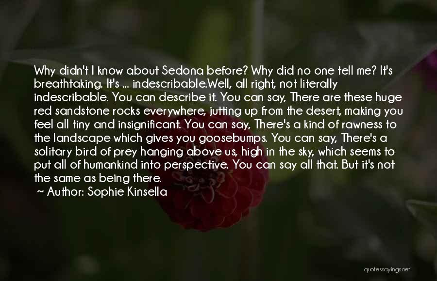 Sophie Kinsella Quotes: Why Didn't I Know About Sedona Before? Why Did No One Tell Me? It's Breathtaking. It's ... Indescribable.well, All Right,