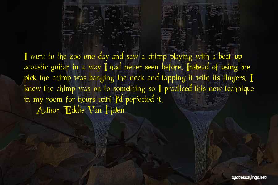 Eddie Van Halen Quotes: I Went To The Zoo One Day And Saw A Chimp Playing With A Beat-up Acoustic Guitar In A Way