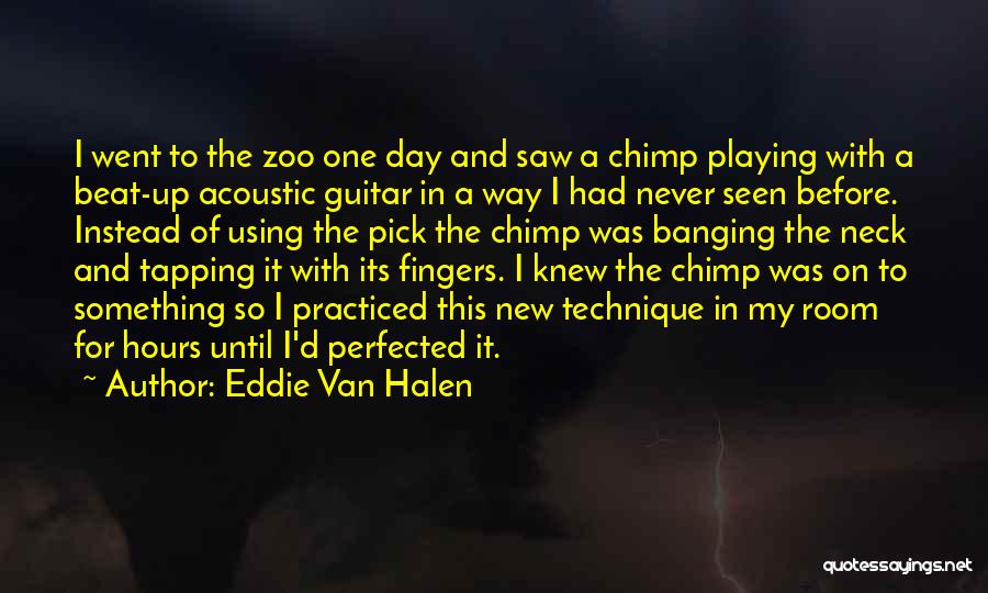 Eddie Van Halen Quotes: I Went To The Zoo One Day And Saw A Chimp Playing With A Beat-up Acoustic Guitar In A Way
