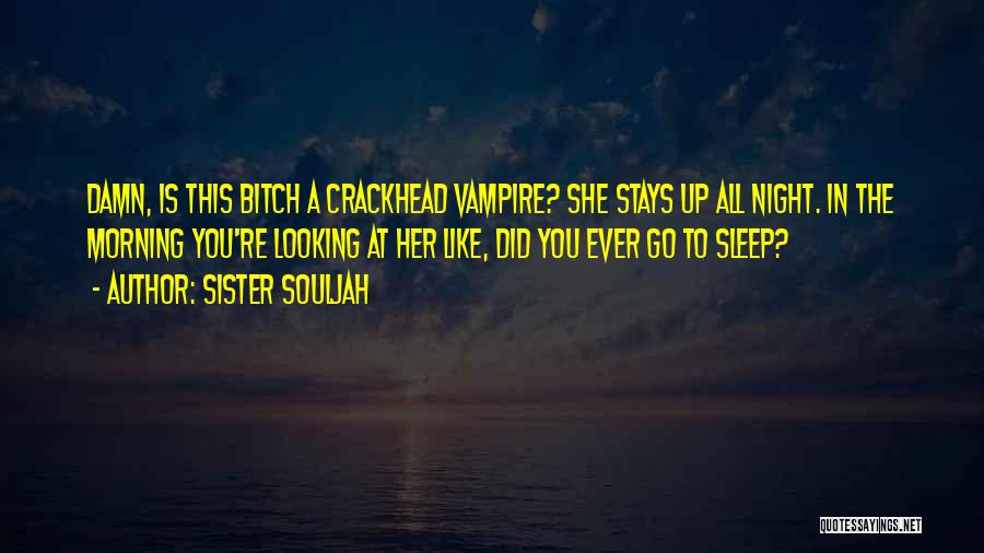 Sister Souljah Quotes: Damn, Is This Bitch A Crackhead Vampire? She Stays Up All Night. In The Morning You're Looking At Her Like,