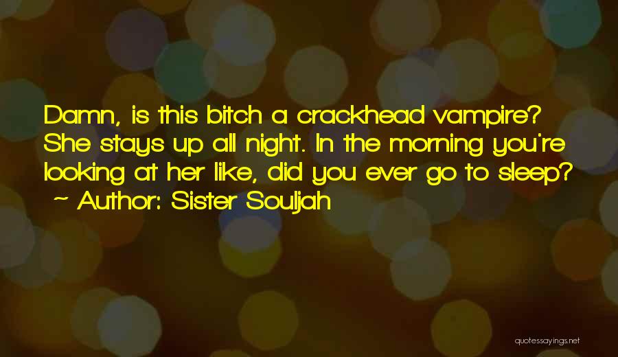 Sister Souljah Quotes: Damn, Is This Bitch A Crackhead Vampire? She Stays Up All Night. In The Morning You're Looking At Her Like,