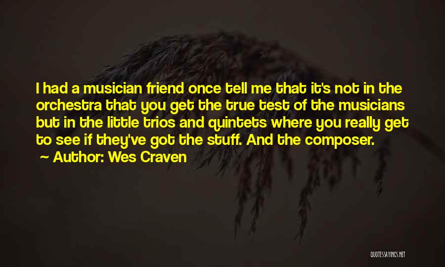 Wes Craven Quotes: I Had A Musician Friend Once Tell Me That It's Not In The Orchestra That You Get The True Test