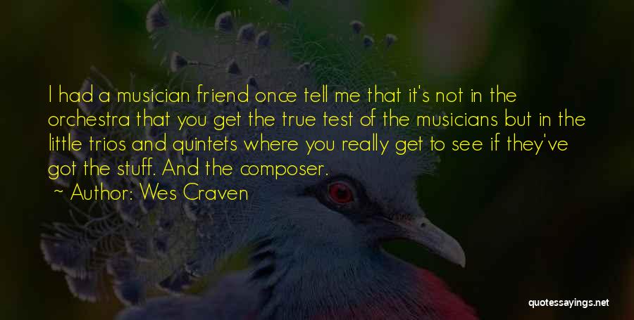 Wes Craven Quotes: I Had A Musician Friend Once Tell Me That It's Not In The Orchestra That You Get The True Test