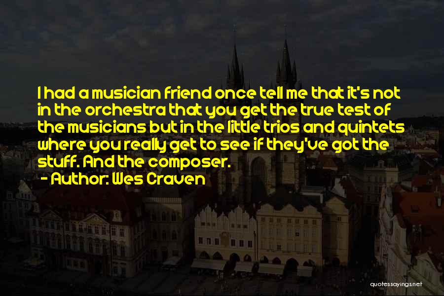 Wes Craven Quotes: I Had A Musician Friend Once Tell Me That It's Not In The Orchestra That You Get The True Test