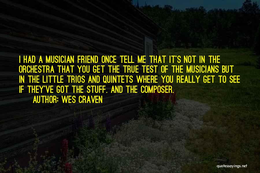 Wes Craven Quotes: I Had A Musician Friend Once Tell Me That It's Not In The Orchestra That You Get The True Test