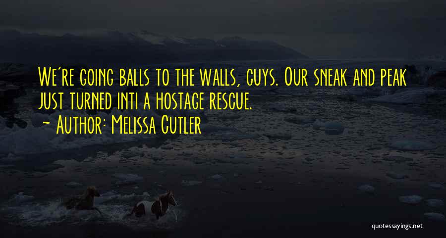Melissa Cutler Quotes: We're Going Balls To The Walls, Guys. Our Sneak And Peak Just Turned Inti A Hostage Rescue.