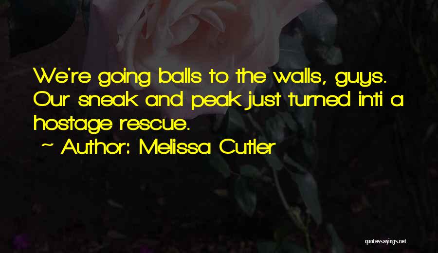 Melissa Cutler Quotes: We're Going Balls To The Walls, Guys. Our Sneak And Peak Just Turned Inti A Hostage Rescue.