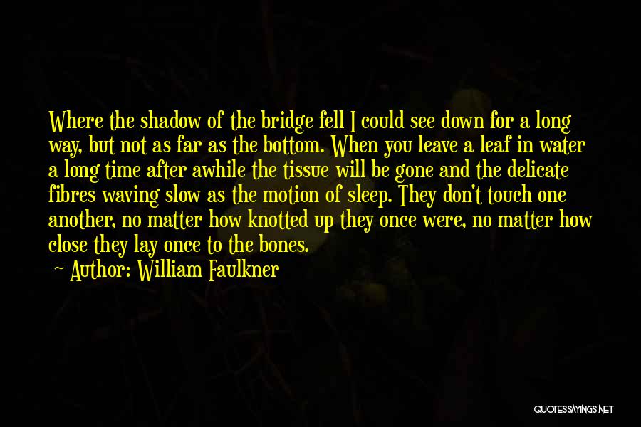 William Faulkner Quotes: Where The Shadow Of The Bridge Fell I Could See Down For A Long Way, But Not As Far As