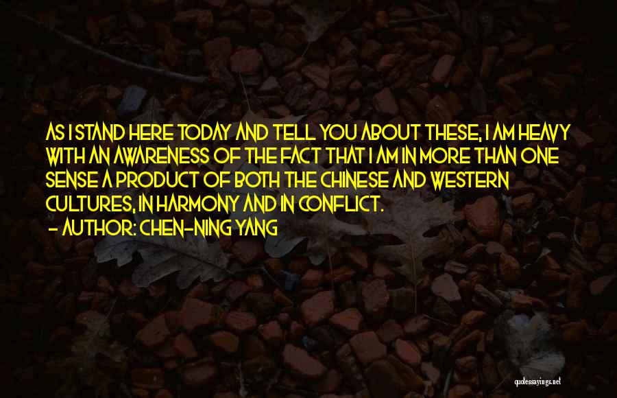 Chen-Ning Yang Quotes: As I Stand Here Today And Tell You About These, I Am Heavy With An Awareness Of The Fact That