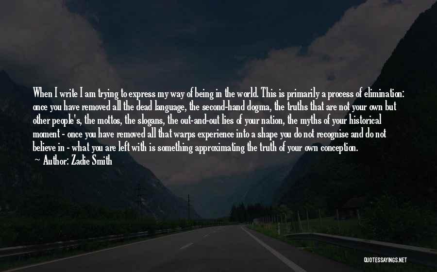 Zadie Smith Quotes: When I Write I Am Trying To Express My Way Of Being In The World. This Is Primarily A Process