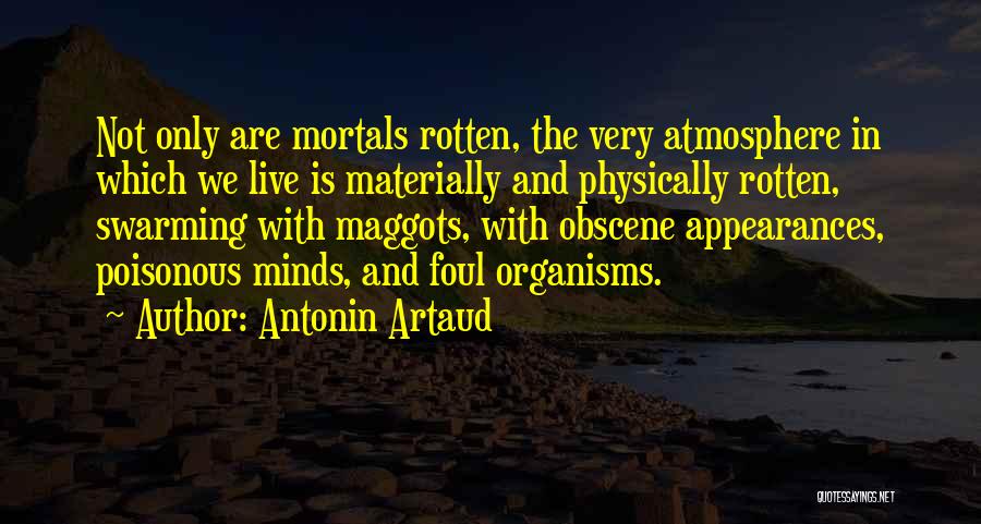 Antonin Artaud Quotes: Not Only Are Mortals Rotten, The Very Atmosphere In Which We Live Is Materially And Physically Rotten, Swarming With Maggots,