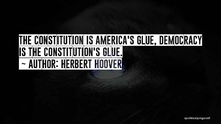 Herbert Hoover Quotes: The Constitution Is America's Glue, Democracy Is The Constitution's Glue.