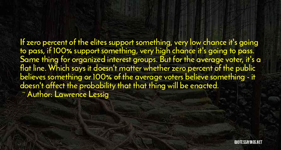 Lawrence Lessig Quotes: If Zero Percent Of The Elites Support Something, Very Low Chance It's Going To Pass, If 100% Support Something, Very