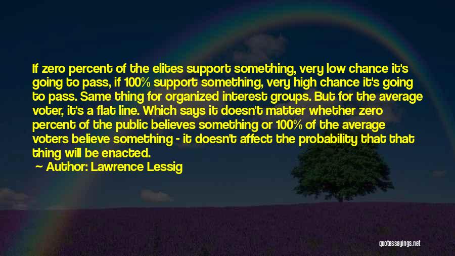 Lawrence Lessig Quotes: If Zero Percent Of The Elites Support Something, Very Low Chance It's Going To Pass, If 100% Support Something, Very