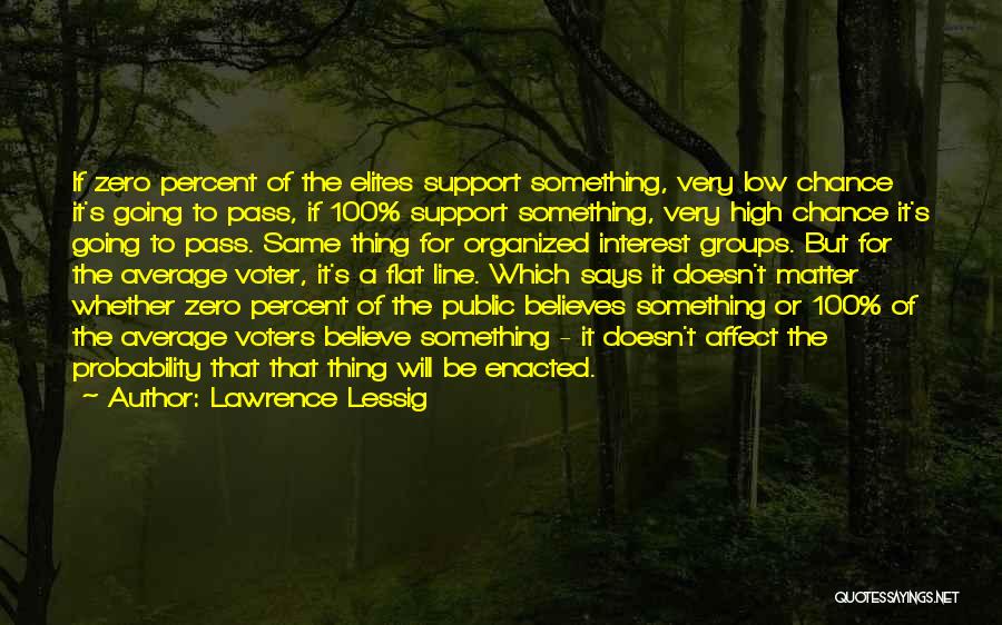 Lawrence Lessig Quotes: If Zero Percent Of The Elites Support Something, Very Low Chance It's Going To Pass, If 100% Support Something, Very