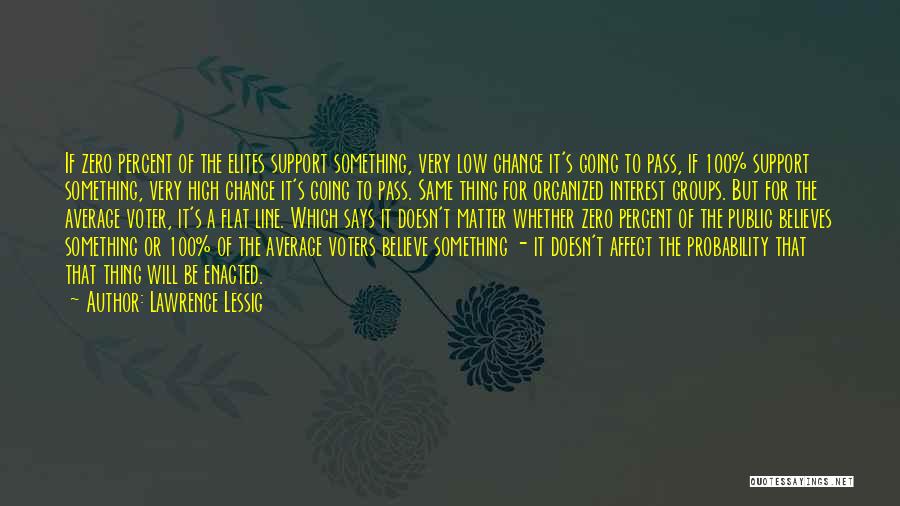 Lawrence Lessig Quotes: If Zero Percent Of The Elites Support Something, Very Low Chance It's Going To Pass, If 100% Support Something, Very