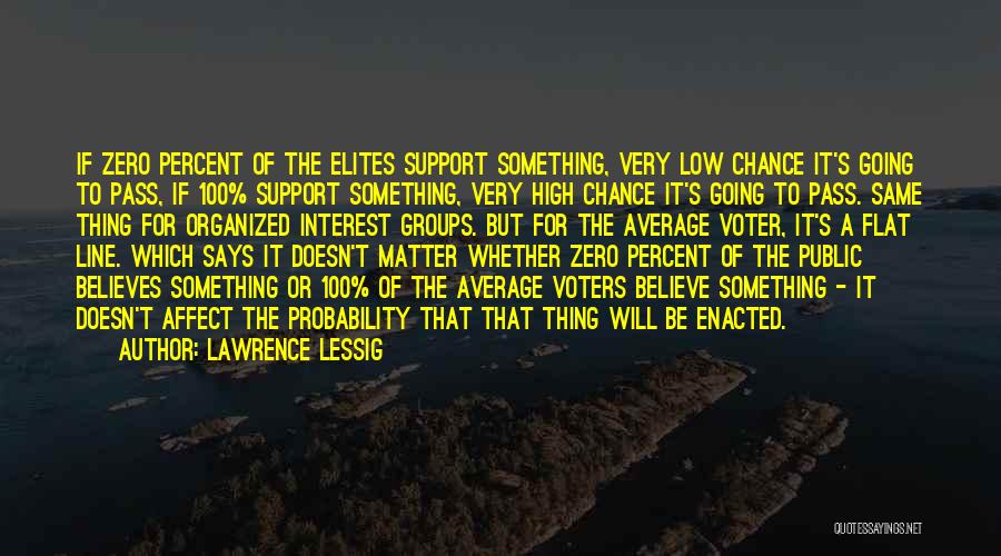 Lawrence Lessig Quotes: If Zero Percent Of The Elites Support Something, Very Low Chance It's Going To Pass, If 100% Support Something, Very