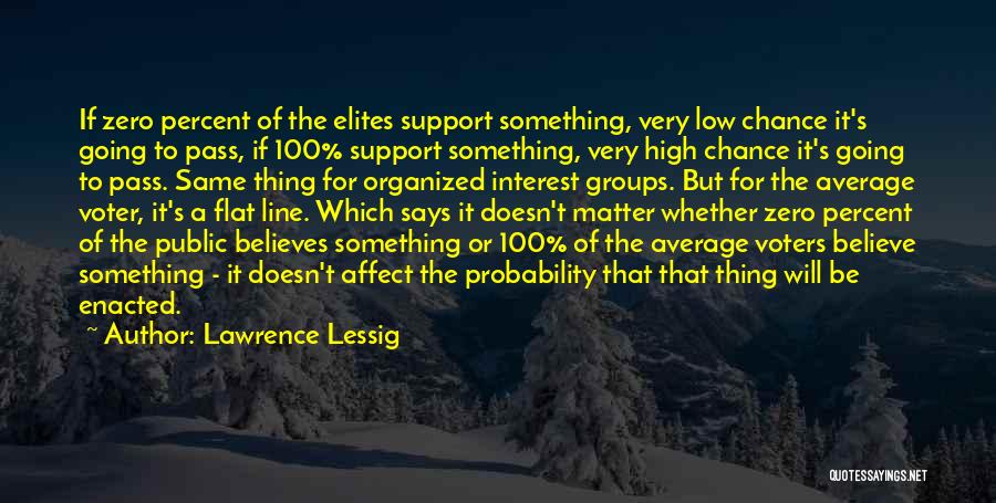 Lawrence Lessig Quotes: If Zero Percent Of The Elites Support Something, Very Low Chance It's Going To Pass, If 100% Support Something, Very