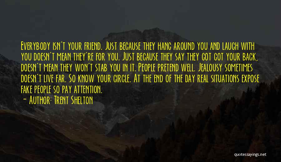 Trent Shelton Quotes: Everybody Isn't Your Friend. Just Because They Hang Around You And Laugh With You Doesn't Mean They're For You. Just